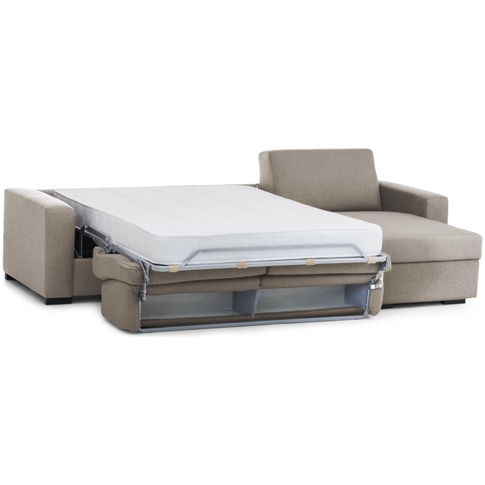 Divano Letto Alicya, Divano Ad Angolo, 100% Made In Italy, Sofà Con Apertura Girevole, Con Penisola Contenitore Reversibile, Con Braccioli Standard, Cm 280x95h90, Tortora - Foto 4