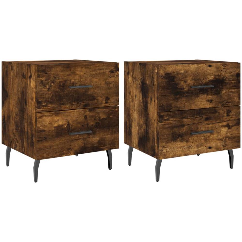Comodini 2 Pz Rovere Fumo 40x35x47,5 Cm In Legno Multistrato - Foto 2