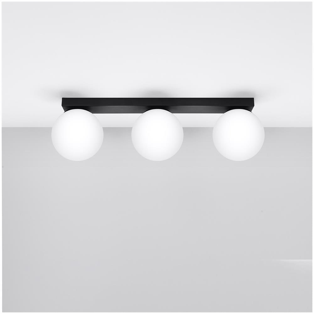 Lampada Da Soffitto Yoli 3 Nero Sl. 1153 - Moderno Lampade Da Soffitto Nero 14.5x50x12 Cm - Foto 2