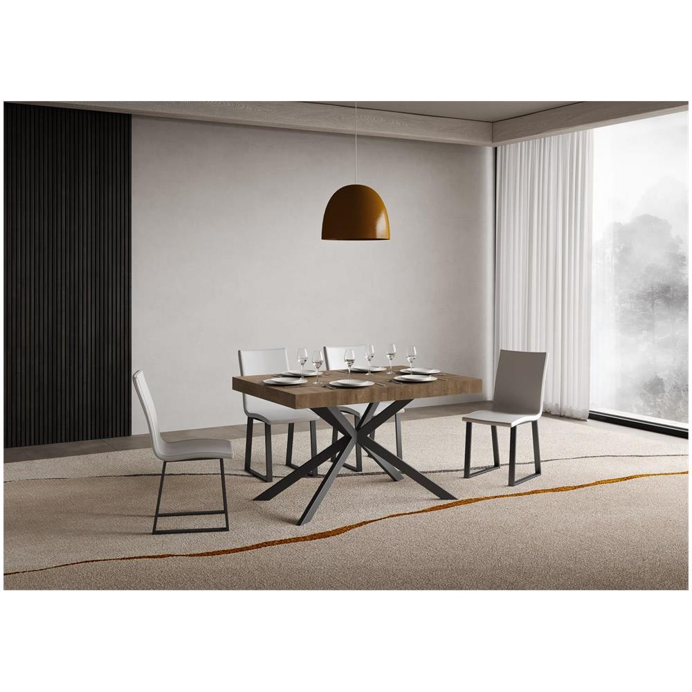 Tavolo allungabile 80x120/204 cm Plaker noce gambe antracite - Foto 2