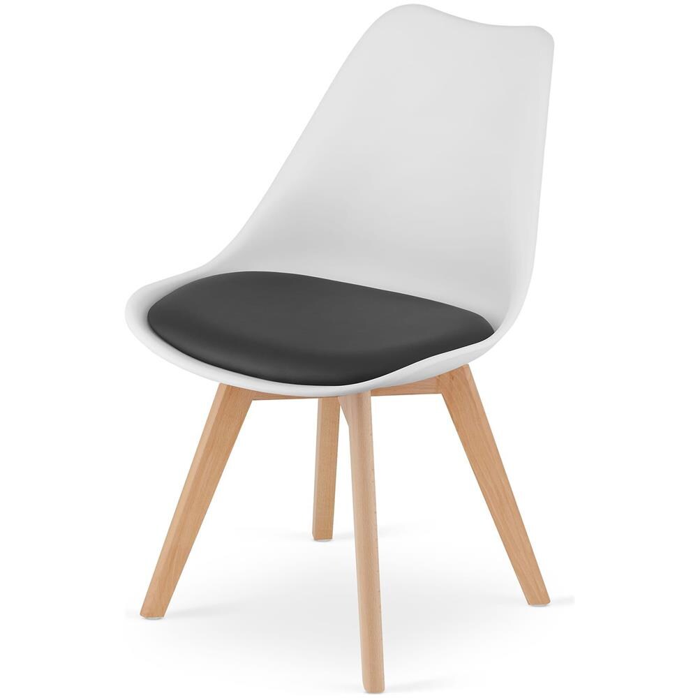 Sedia RIXK nera e bianca con gambe naturali x 3 - Foto 7