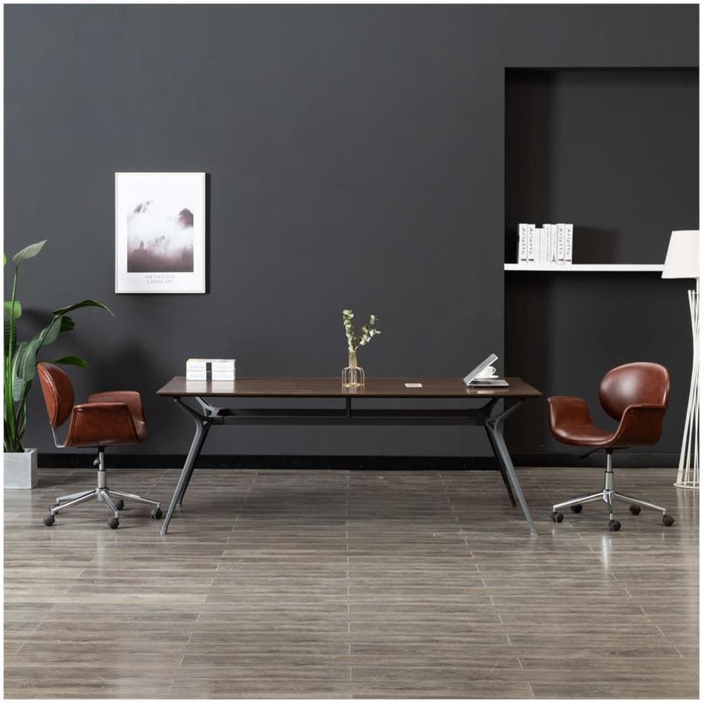 Sedia Da Pranzo Girevole Marrone In Similpelle - Foto 1