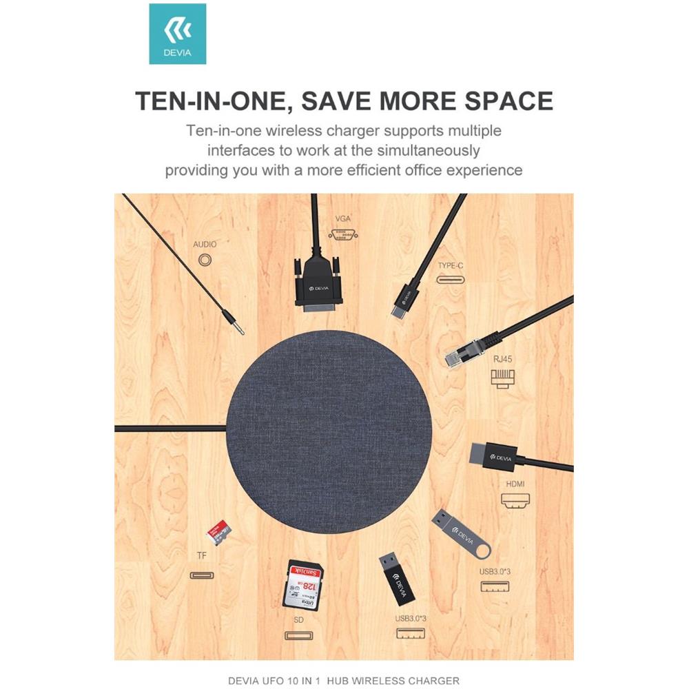 Hub Da Tipo-c + Carica Wireless Ufo 10 In 1 - Foto 1