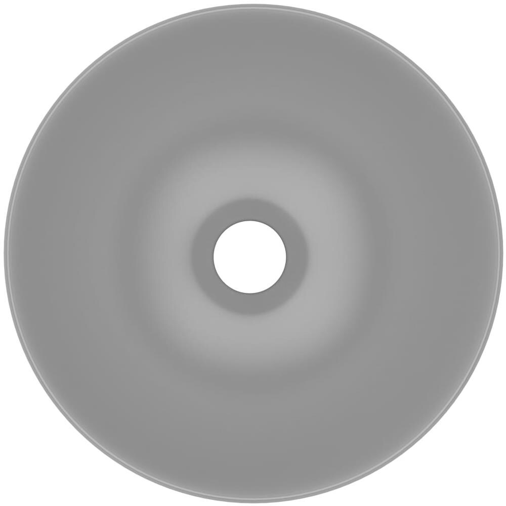 Lavandino da Bagno in Ceramica Grigio Chiaro Rotondo - Foto 4