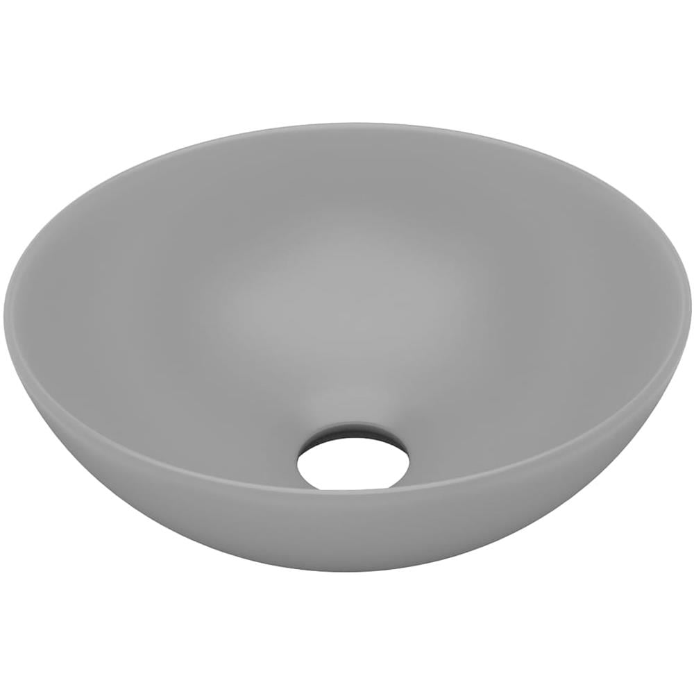 Lavandino da Bagno in Ceramica Grigio Chiaro Rotondo - Foto 1