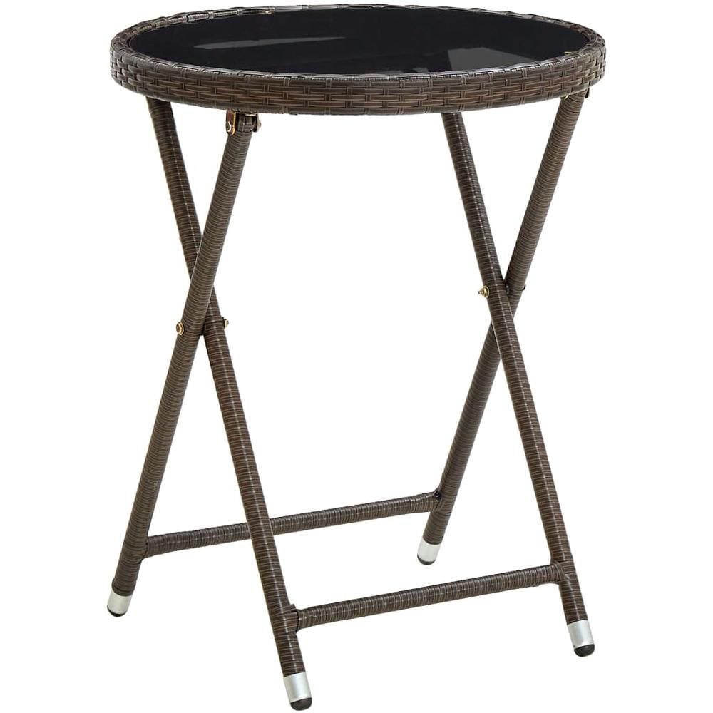 Tavolino Da Salotto Marrone 60 Cm Polyrattan E Vetro Temperato - Foto 1