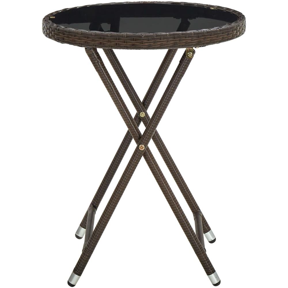 Tavolino Da Salotto Marrone 60 Cm Polyrattan E Vetro Temperato - Foto 3