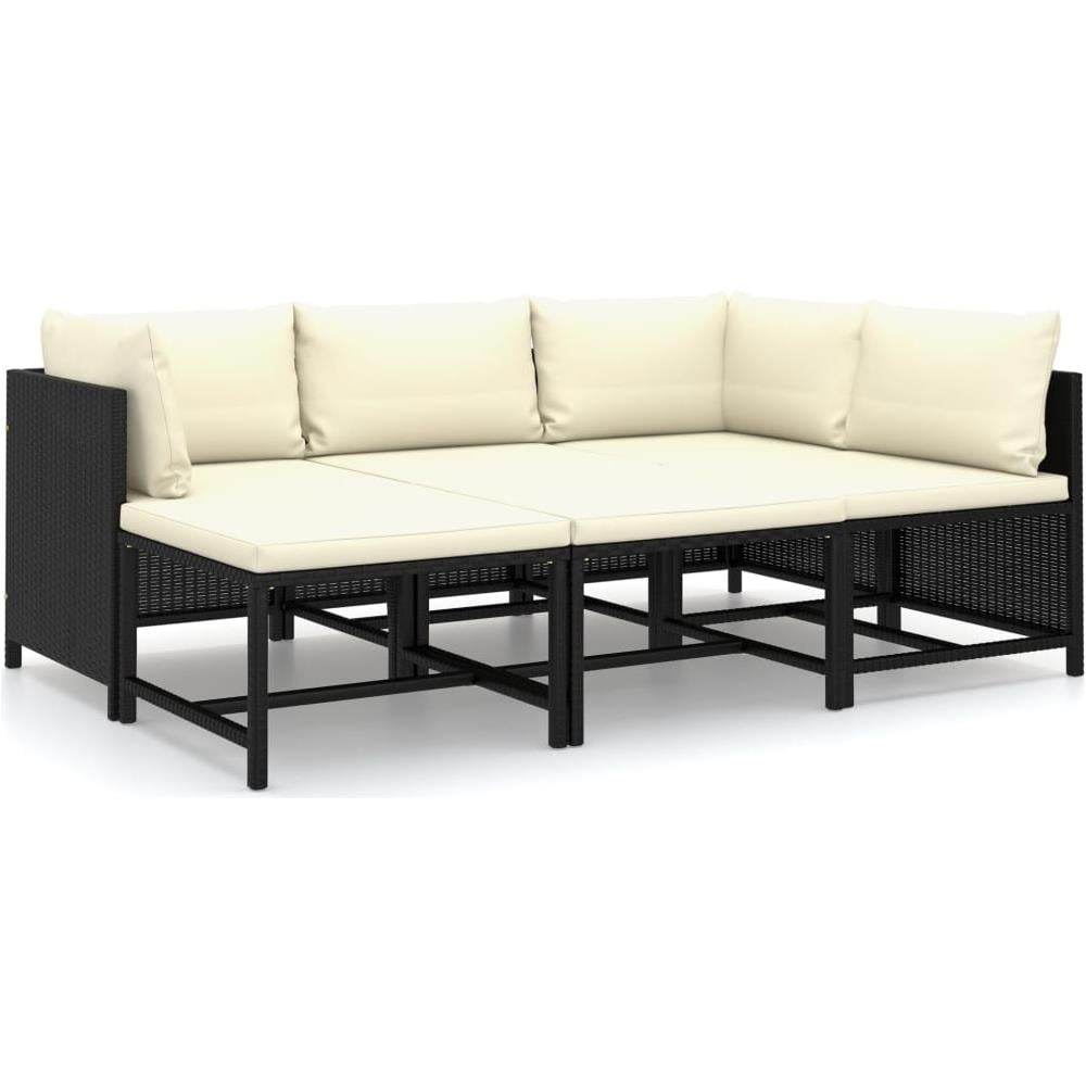 Set Divani Da Giardino 6 Pz Con Cuscini In Polyrattan Nero - Foto 2