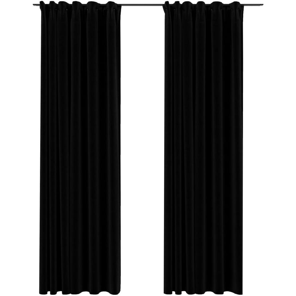 Tende Oscuranti con Ganci Effetto Lino 2 pz Nere 140x245 cm - Foto 1
