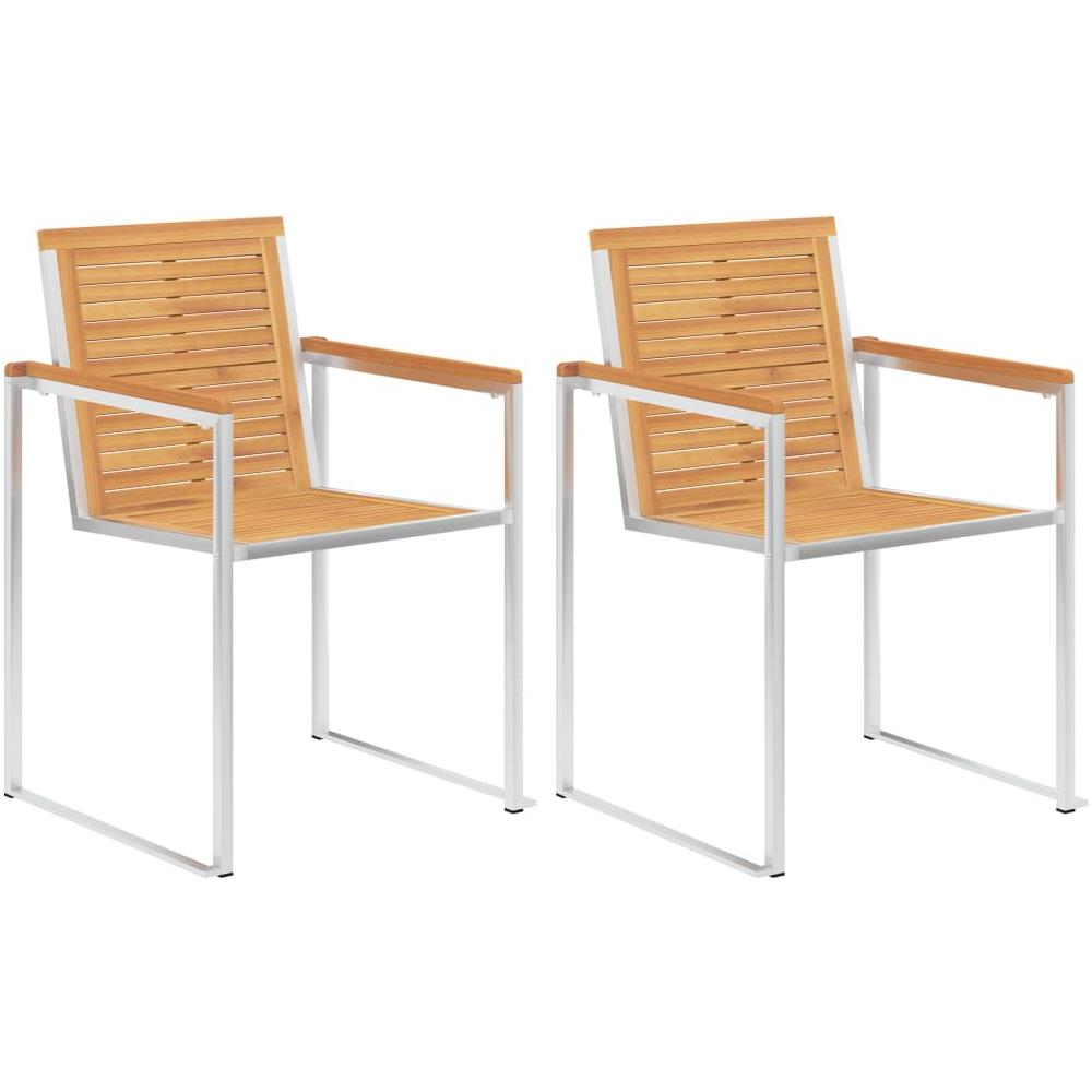 Sedie da Giardino 2 pz con Cuscini in Legno di Teak e Acciaio - Foto 2