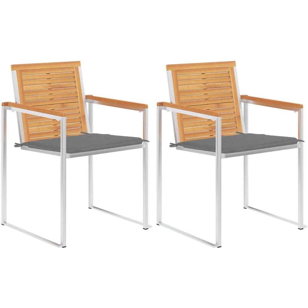 Sedie da Giardino 2 pz con Cuscini in Legno di Teak e Acciaio - Foto 1