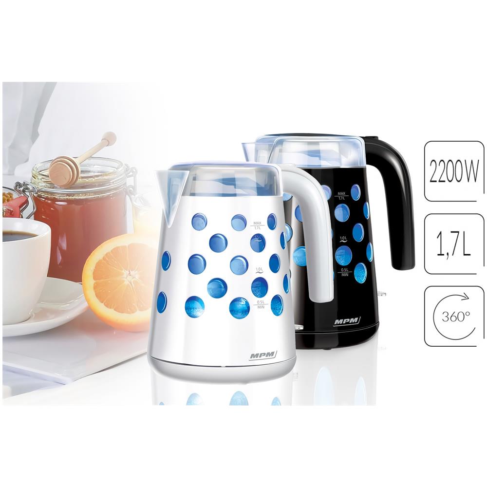 Mcz-86 Bollitore Elettrico 1,7 L, Senza Bpa, Illuminazione Interna, Senza Filo 2200w Bianco - Foto 3