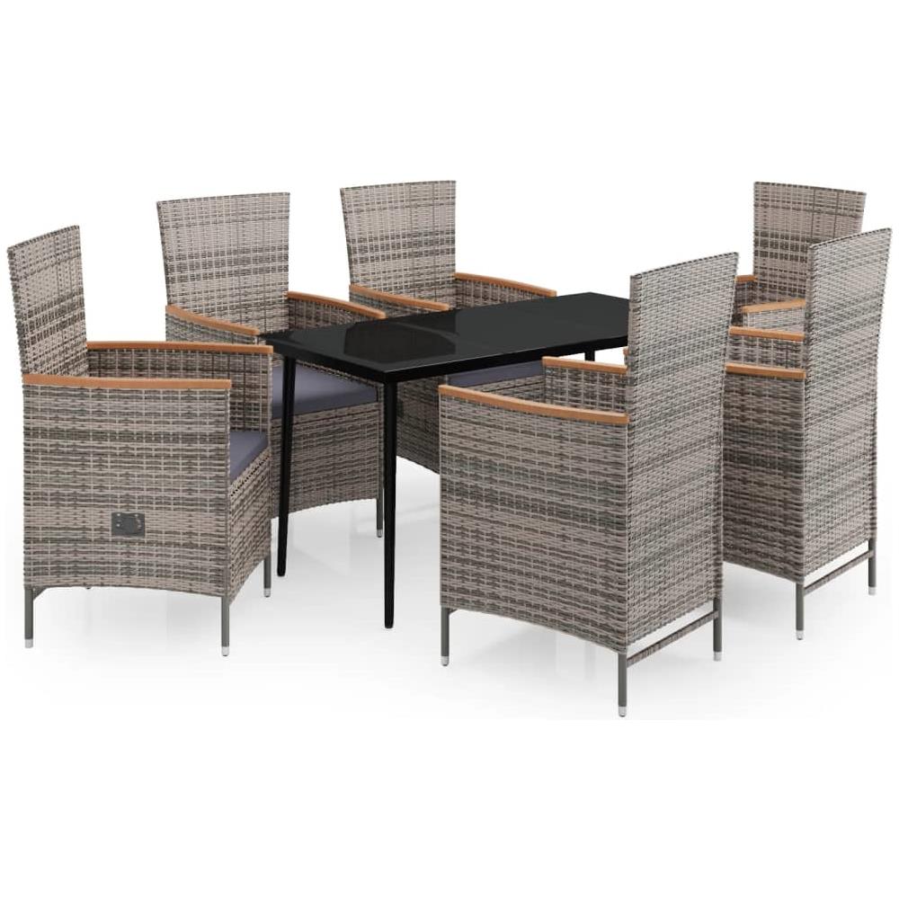 Set Mobili Da Pranzo Per Giardino 7 Pz Con Cuscini Grigio - Foto 2