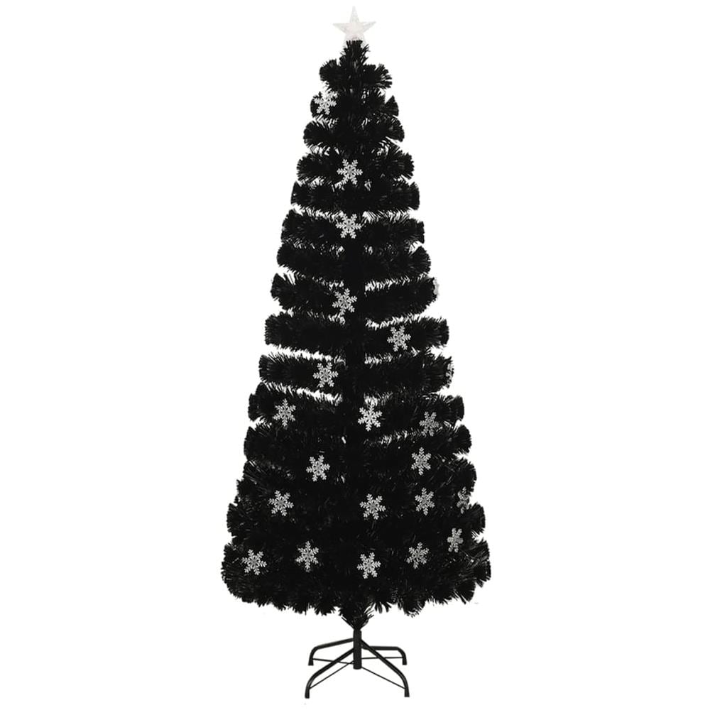 Albero Natale Con Fiocchi Di Neve A Led Nero 240cm Fibra Ottica - Foto 2