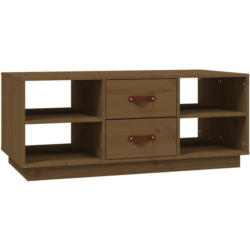 Tavolino Da Salotto Miele 100x50x41cm In Legno Massello Di Pino - Foto 1