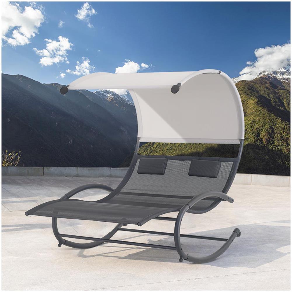 Sdraio Matrimoniale A Dondolo Nero E Grigio Vaïta - Foto 8