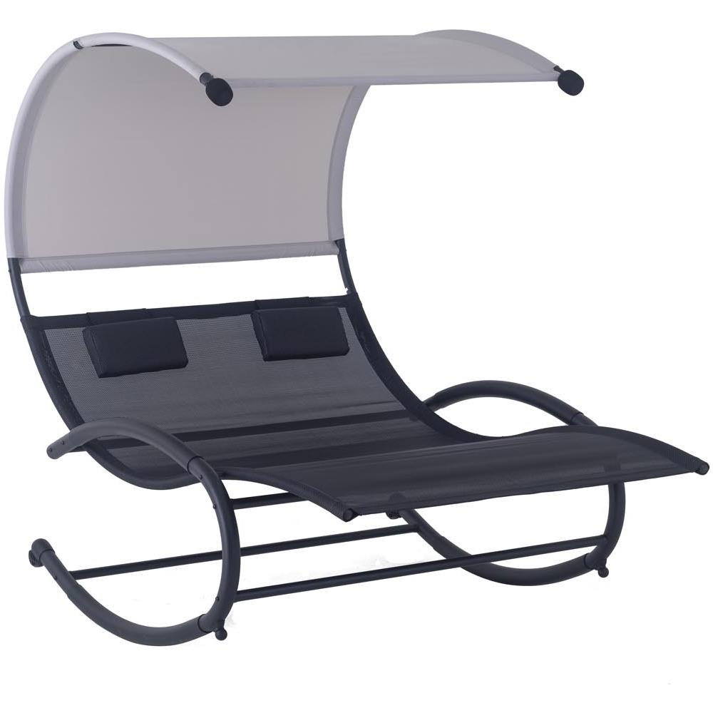 Sdraio Matrimoniale A Dondolo Nero E Grigio Vaïta - Foto 1