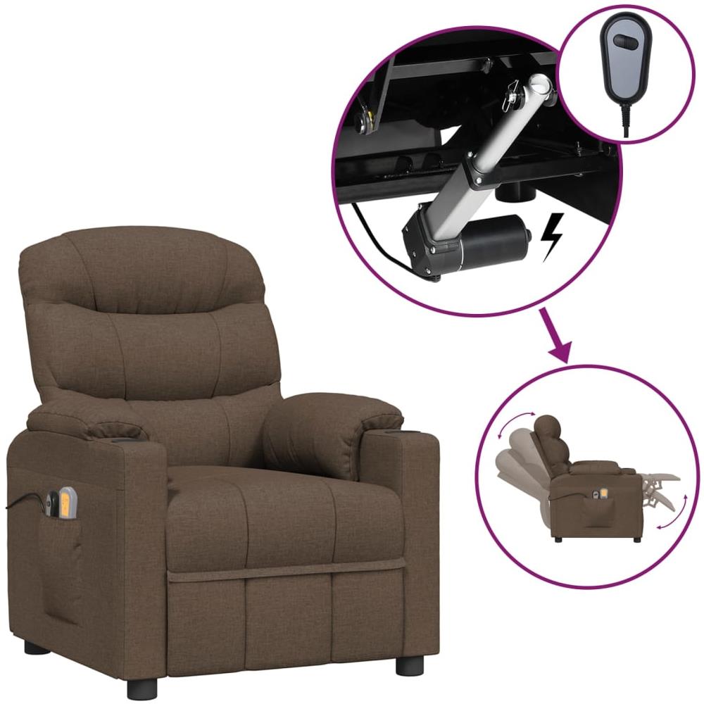 Poltrona Massaggiante Elettrica Marrone in Tessuto - Foto 1