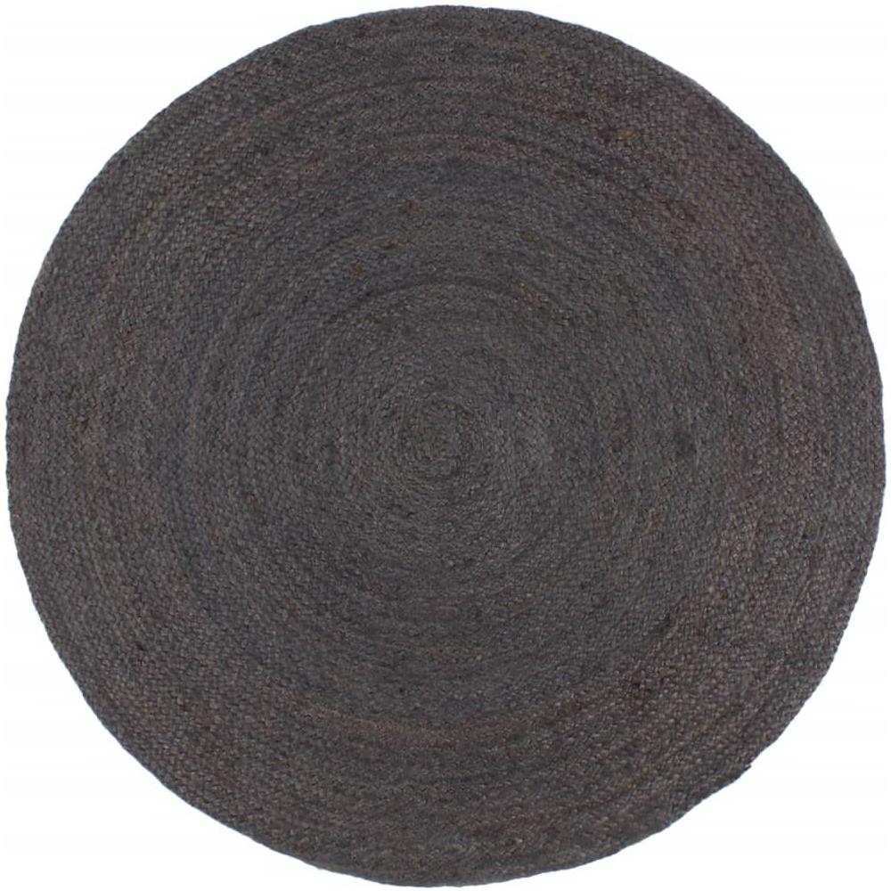 Tappeto Lavorato A Mano In Juta Rotondo 210 Cm Grigio Scuro - Foto 1