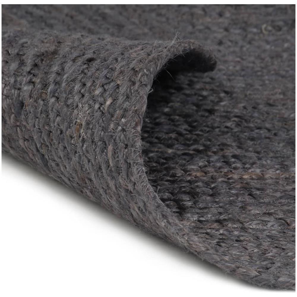 Tappeto Lavorato A Mano In Juta Rotondo 210 Cm Grigio Scuro - Foto 2