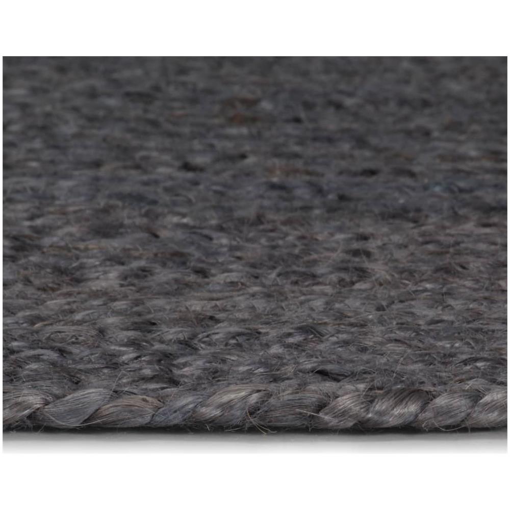 Tappeto Lavorato A Mano In Juta Rotondo 210 Cm Grigio Scuro - Foto 6