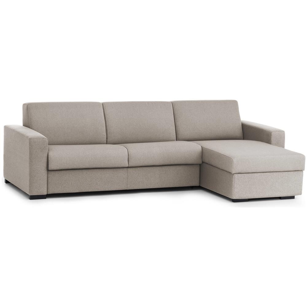Divano Letto Alisea, Divano Ad Angolo, 100% Made In Italy, Sofà Con Apertura Girevole, Con Penisola Contenitore Reversibile, Con Braccioli Slim, Cm 260x95h90, Tortora - Foto 4