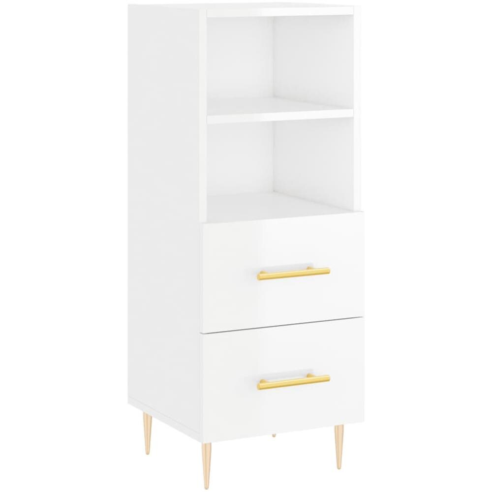Credenza Bianco Lucido 34,5x34x90 Cm In Legno Multistrato - Foto 2