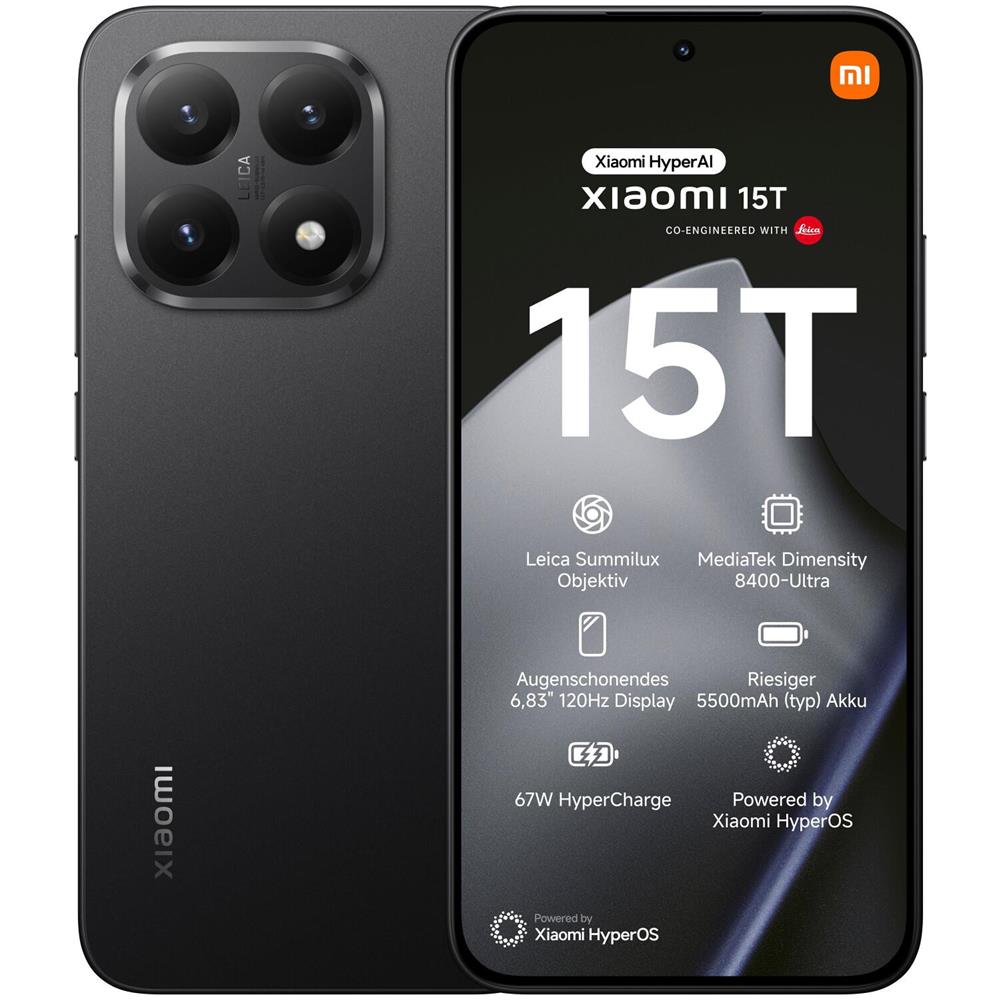 15T 5G 512GB 12GB Ram Display 6.83" AMOLED 120Hz Main Camera 50MP Leica Summilux Dual nanoSim (+eSim) USB Type-C HyperOS2 Dimensity 8400-Ultra 5500mAh Black - Foto 1