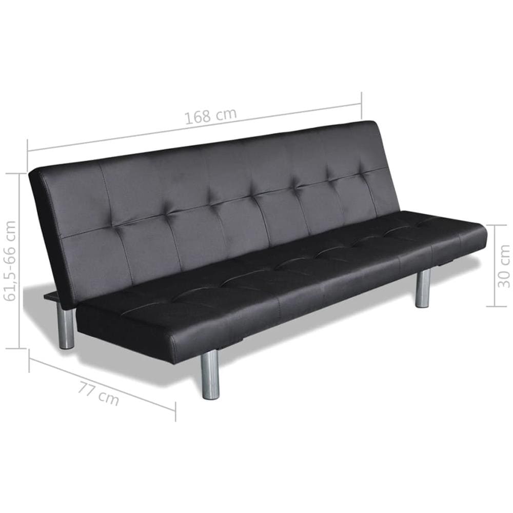 Divano Letto con 2 Cuscini in Pelle Artificiale Regolabile Nero - Foto 8