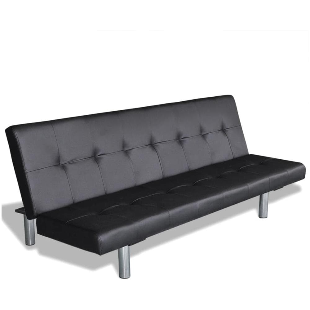 Divano Letto con 2 Cuscini in Pelle Artificiale Regolabile Nero - Foto 2