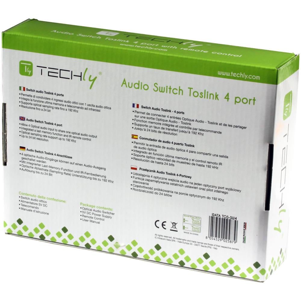 IDATA TOS-SW4 - Switch Audio Toslink 4 Porte con Telecomando IR - Foto 5