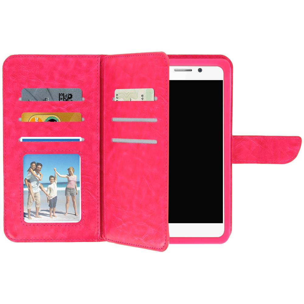 Custodia A Libro Universale Smartphone 6 Portacarte Fucsia Taglia Xl - Foto 1