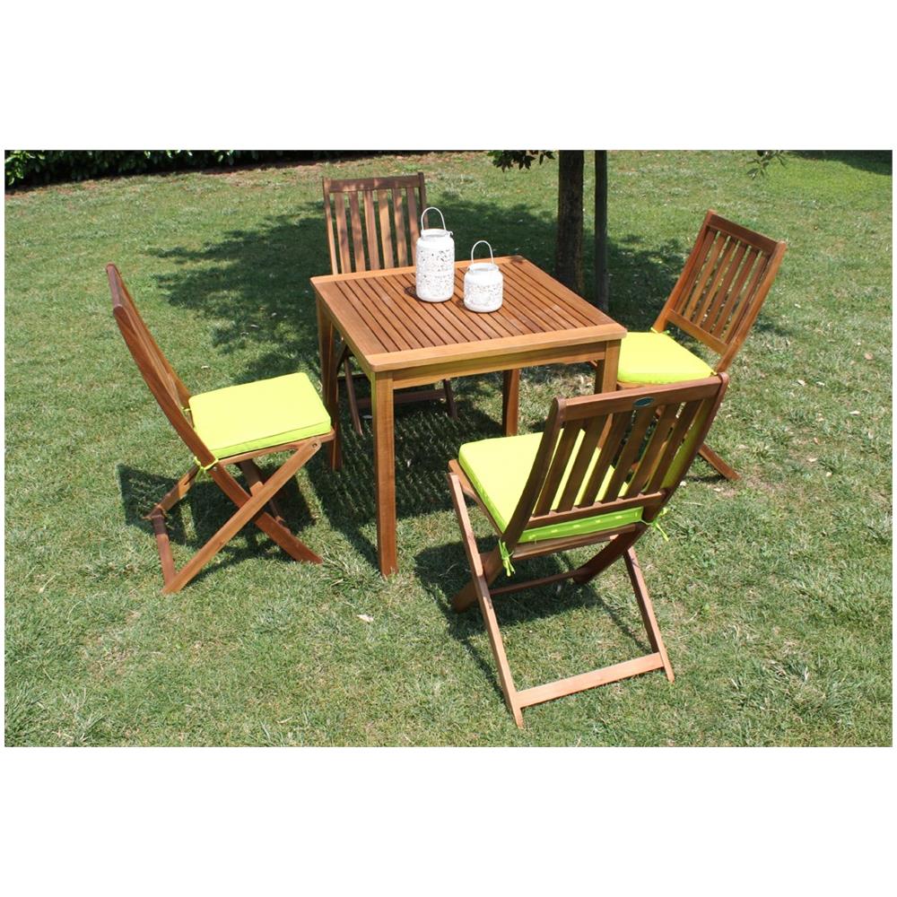 Set Tavolo Quadrato Fisso 80 X 80 Con 2 Sedie In Legno Di Acacia Per Esterno Giardino - Foto 1