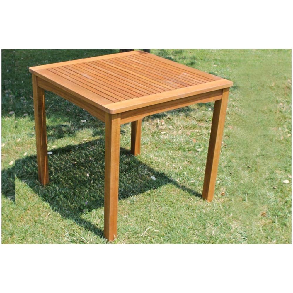 Set Tavolo Quadrato Fisso 80 X 80 Con 2 Sedie In Legno Di Acacia Per Esterno Giardino - Foto 2