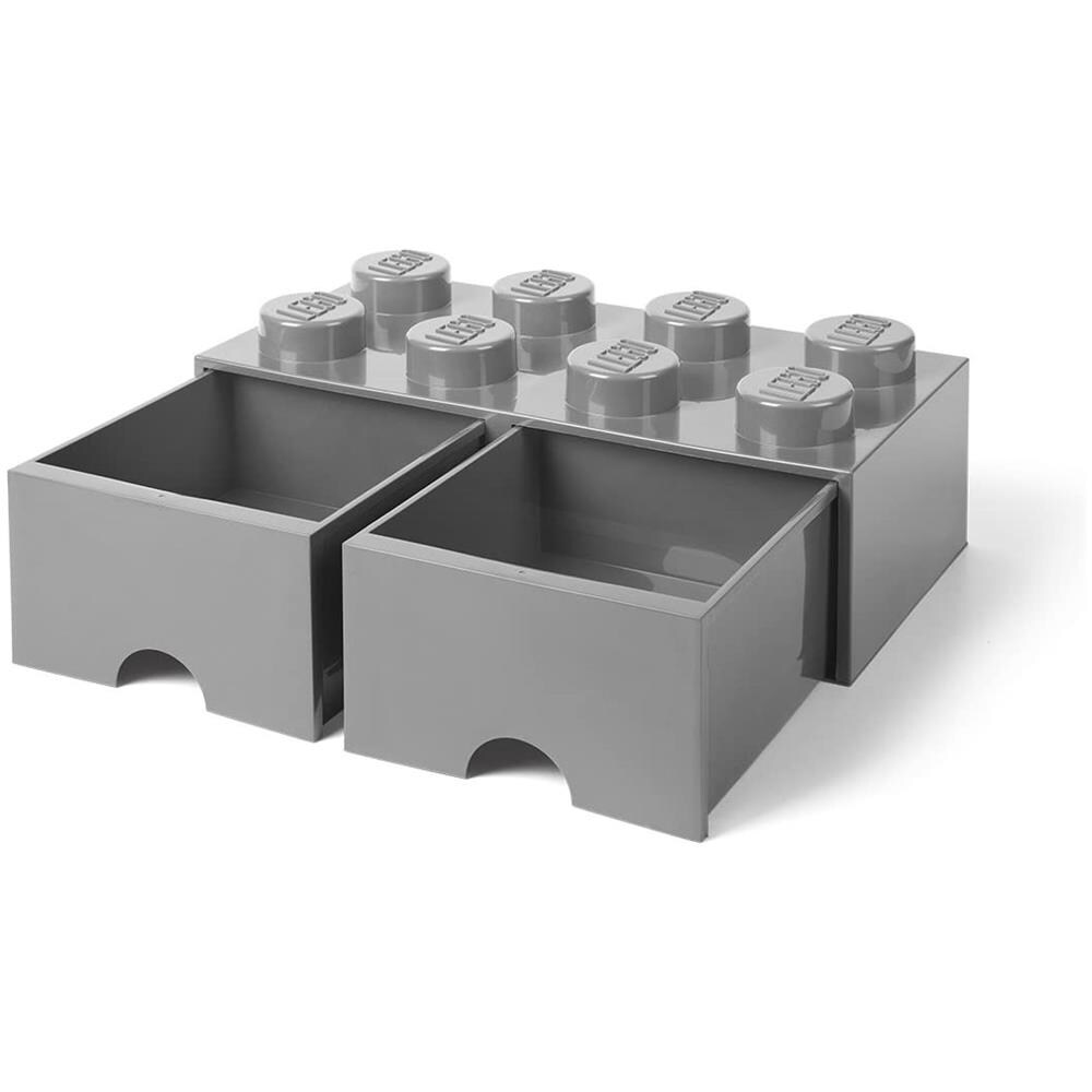 Contenitore Mattoncino 8 Bottoni 2 Cassetti Grigio - Foto 2