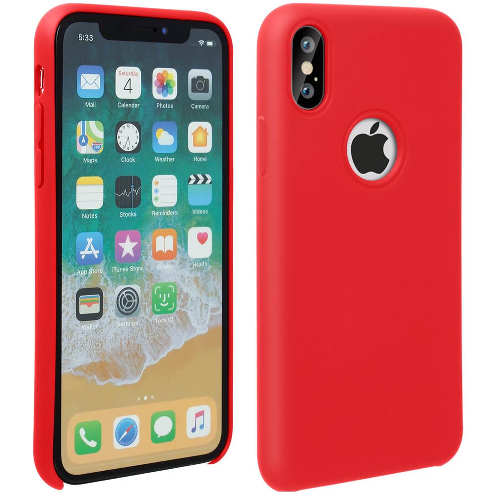 Cover Silicone Iphone X E Xs Semi-rigida Opaca Finitura Soft Touch Rosso - Foto 1