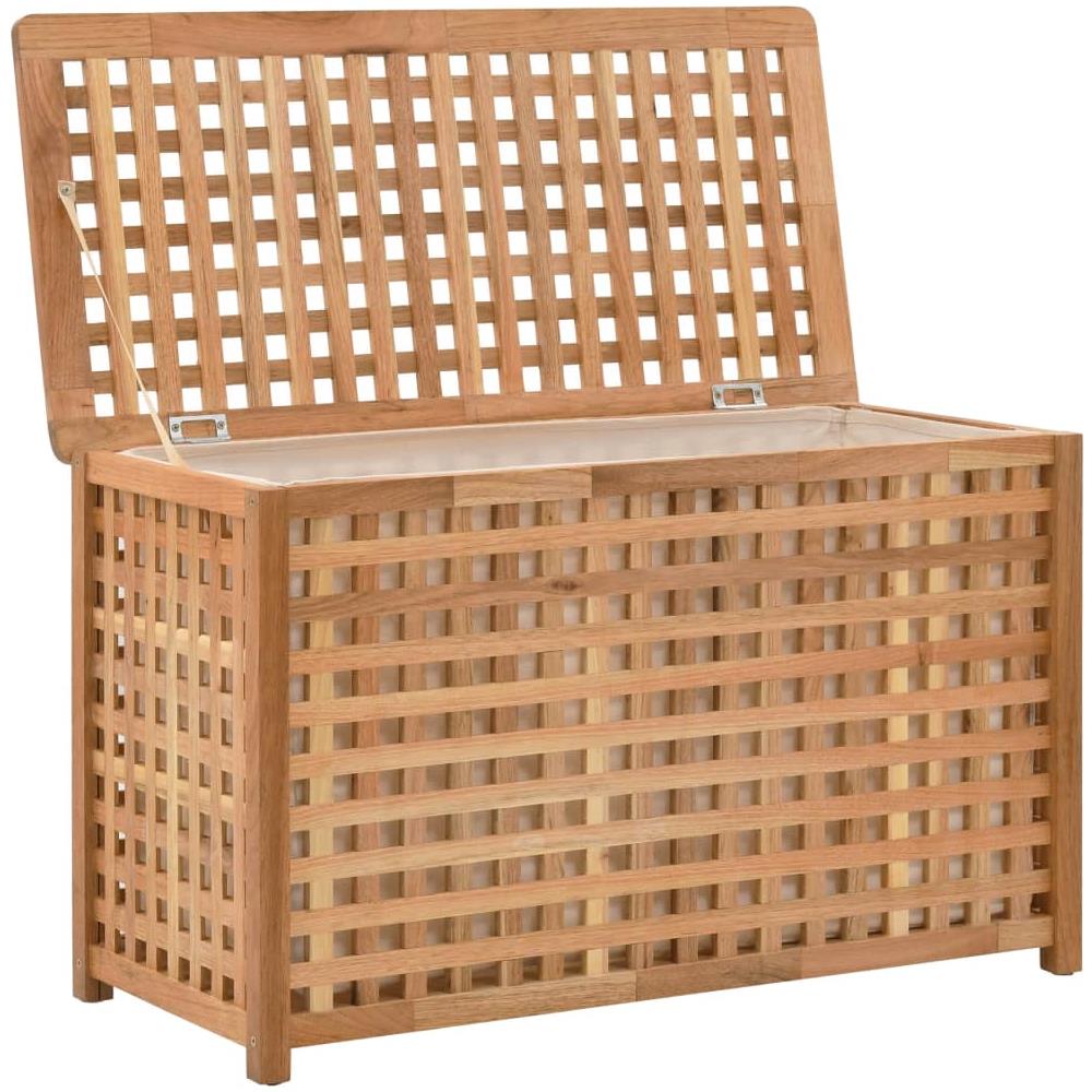Cesto Per Biancheria 77,5x37,5x46,5 Cm In Legno Massello Di Noce - Foto 2