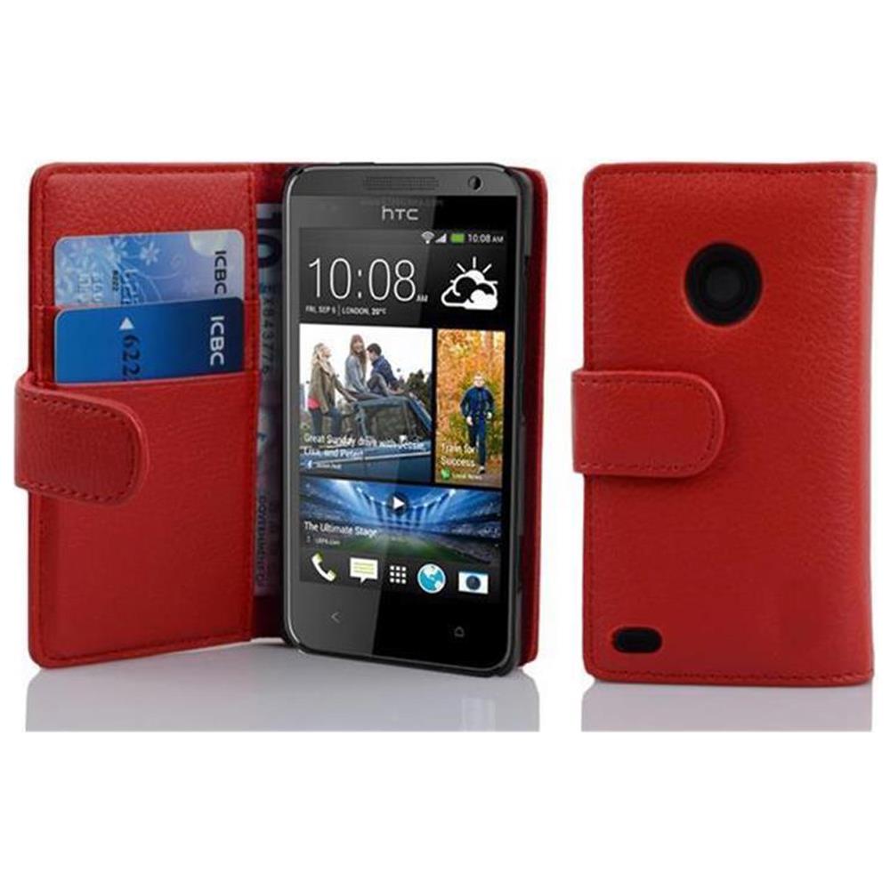 Cadorabo Custodia Compatibile Con Htc Desire 300 In Rosso Cremisi - Coperchio Protettivo In Ecopelle Testurizzata E Tasca Per Carte Di Credito - Foto 1