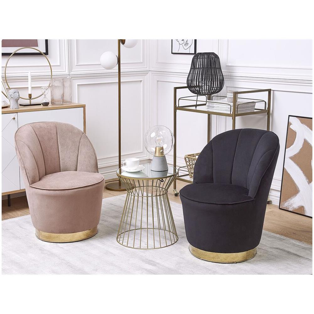 Poltrona In Velluto Beige Alby - Foto 2