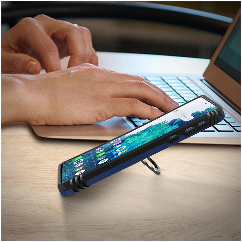 Cover Samsung Galaxy S20 Fe Bi-materia Anello Magnetico Stand Blu - Foto 2