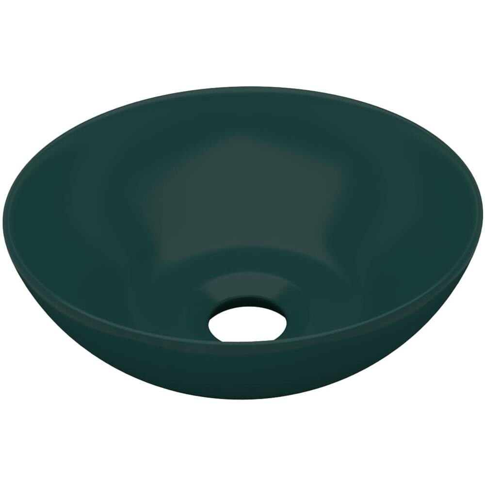 Lavandino da Bagno in Ceramica Verde Scuro Rotondo - Foto 1