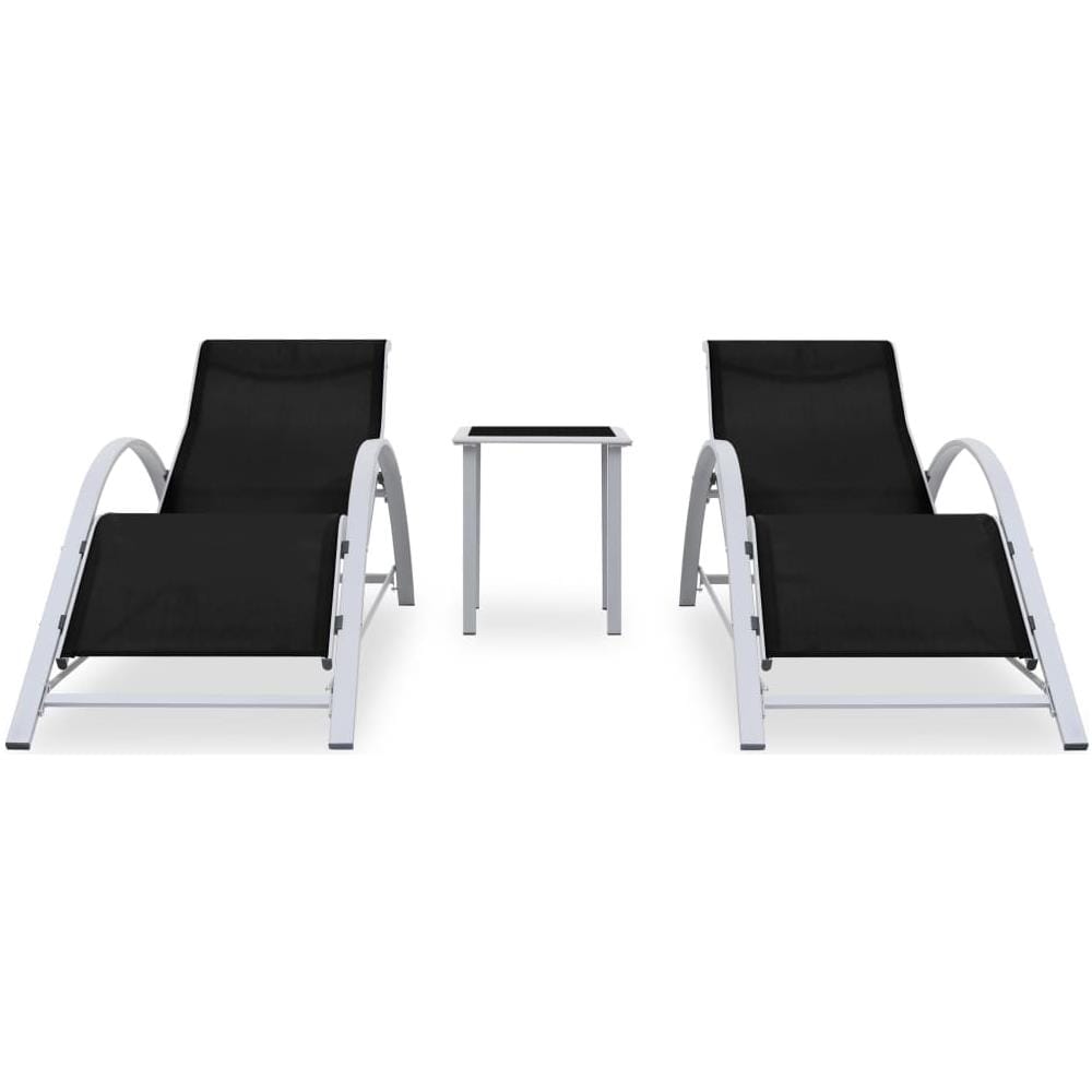 Lettini Prendisole Con Tavolino 2 Pz In Alluminio Nero - Foto 2