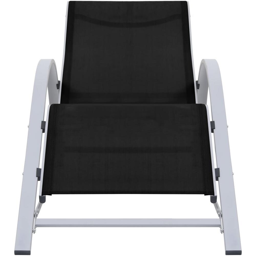 Lettini Prendisole Con Tavolino 2 Pz In Alluminio Nero - Foto 3