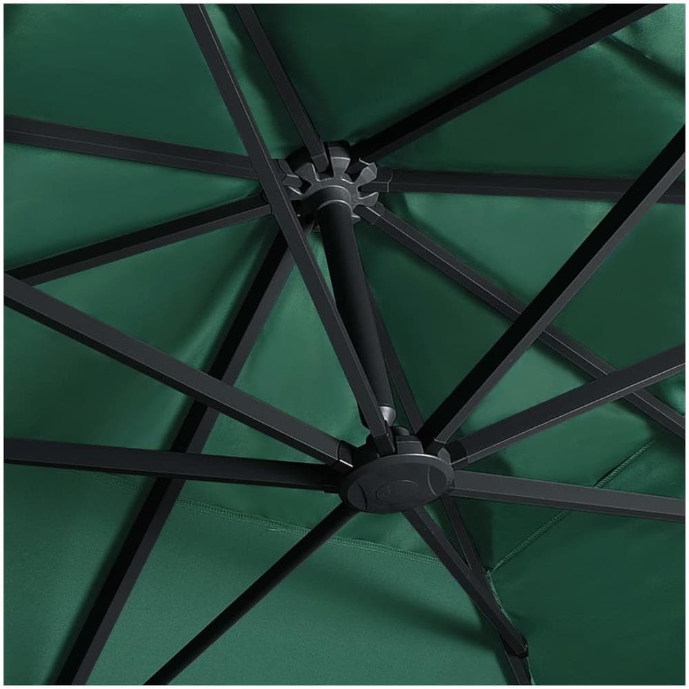 Ombrellone a Sbalzo con LED Palo in Alluminio 400x300 cm Verde - Foto 3