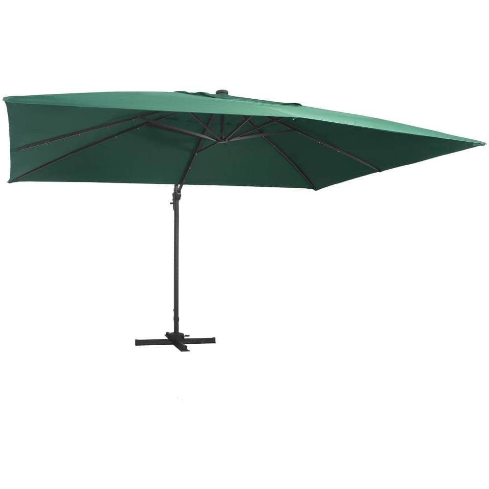 Ombrellone a Sbalzo con LED Palo in Alluminio 400x300 cm Verde - Foto 1