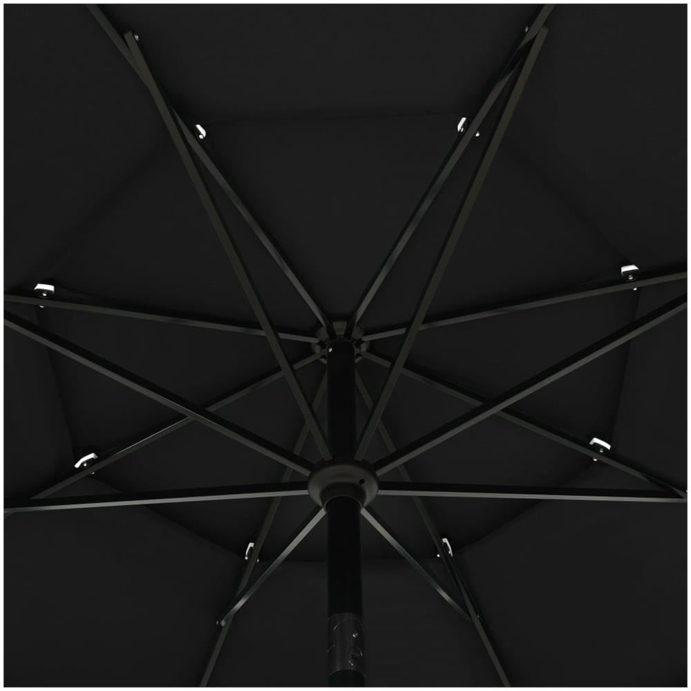 Ombrellone a 3 Livelli con Palo in Alluminio Nero 3,5 m - Foto 2