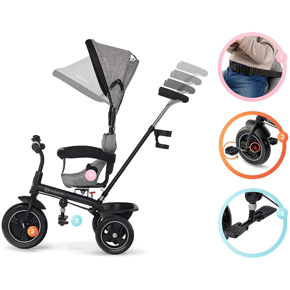 Triciclo Per Bambini Con Sedile A 360°, Grigio Kinderkraft - Foto 2