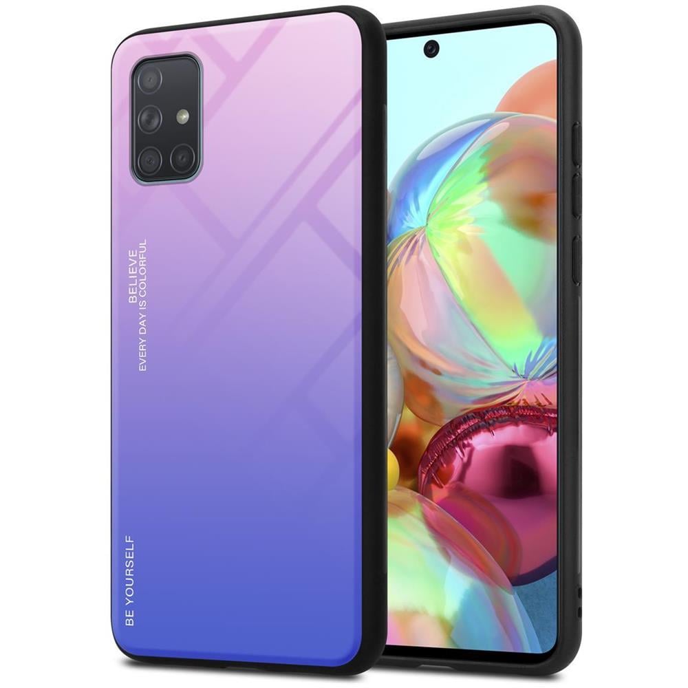 Custodia Compatibile Con Samsung Galaxy A71 4g In Rosa - Blu - Coperchio Protettivo Bicolore In Vetro Temperato E Silicone Tpu - Foto 1
