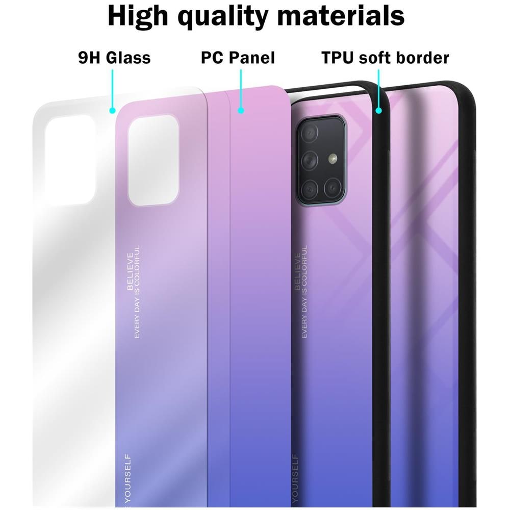 Custodia Compatibile Con Samsung Galaxy A71 4g In Rosa - Blu - Coperchio Protettivo Bicolore In Vetro Temperato E Silicone Tpu - Foto 6