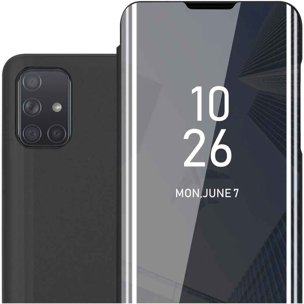 Custodia Compatibile Con Samsung Galaxy A71 4g In Tormalina Nera - Clear View Specchio Coperchio Protettivo Con Funzione Di Supporto Protezione A 360 Gradi - Foto 1